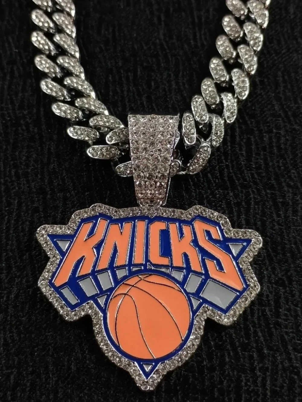 NBA New York Knicks Necklace Pendant Cuban Chain Link Basketball Jewelry